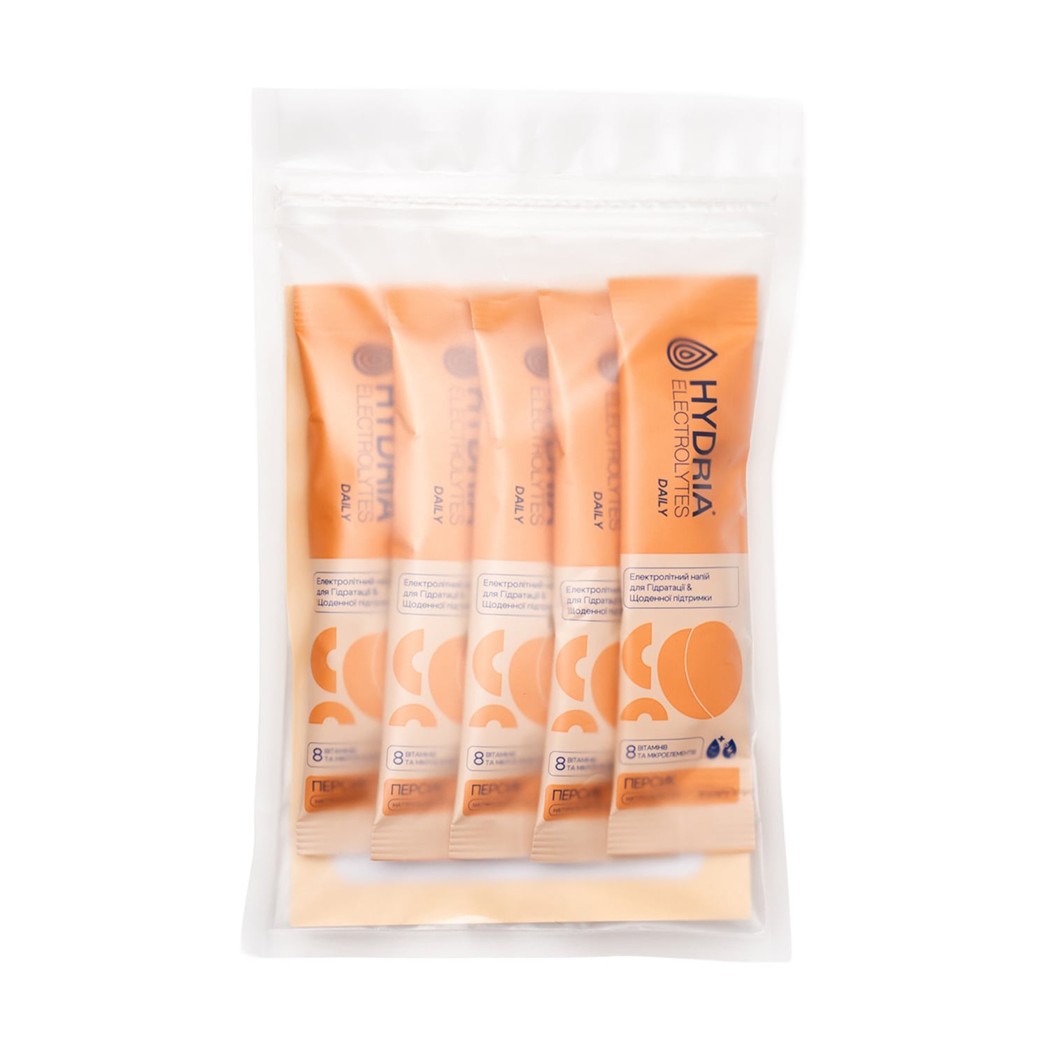 Електроліти Hydria Electrolytes Daily Персик, в стіках, 5*5 г